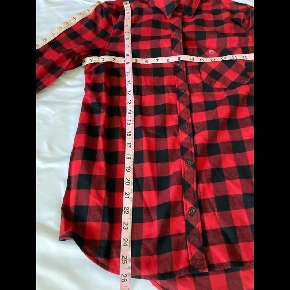 NWT Eddie Bauer Red and Black Plaid Flannel Shirt XS